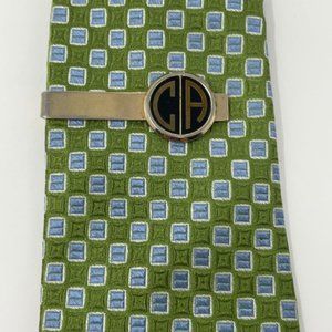 Vintage Swank Gold Tone Tie Clip CA Monogram Circle Tie Bar